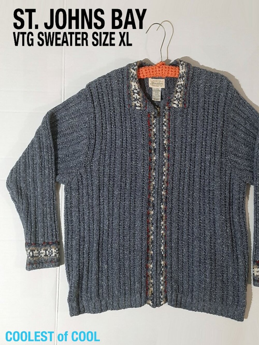 Vintage 90s St Johns Bay sweater size XL button up Grandmacore nice comfy clean